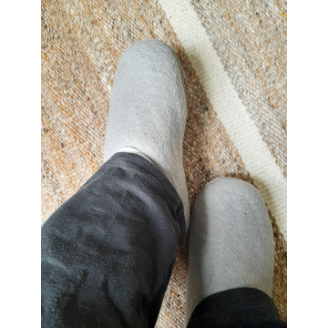 Felt Slippers - Leather sole - Grey - 40 EU