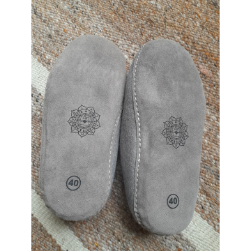 Felt Slippers - Leather sole - Grey - 38 EU