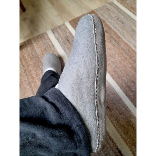 Felt Slippers - Leather sole - Grey - 37 EU