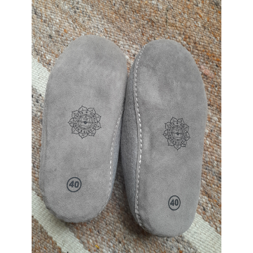 Felt Slippers - Leather sole - Grey - 36 EU