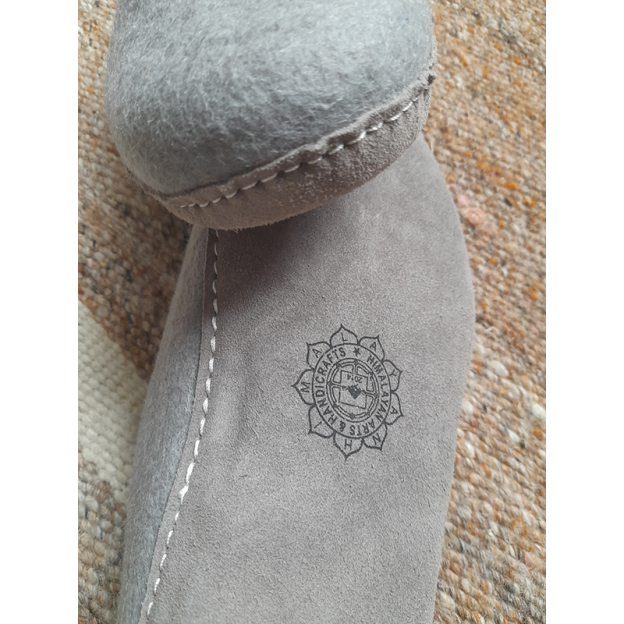 Felt Slippers - Leather sole - Grey - 36 EU