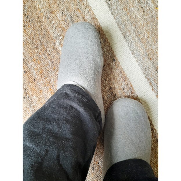 Chaussons en feutre naturel - Semelle cuir