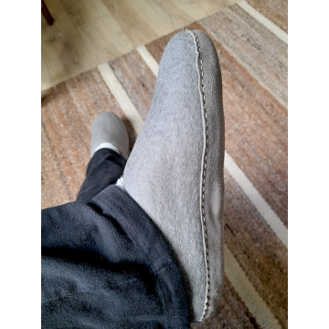 Chaussons en feutre naturel - Gris - 36 - Semelle cuir