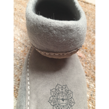 Chaussons en feutre naturel - Gris - 36 - Semelle cuir