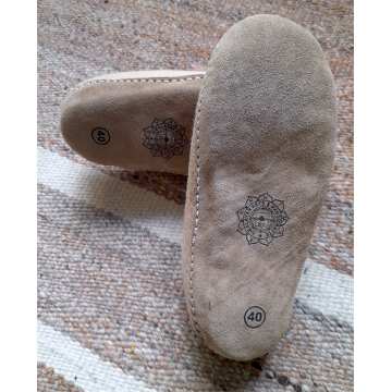 Felt Slippers - Leather sole - Beige - 45 EU