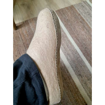 Felt Slippers - Leather sole - Beige - 42 EU