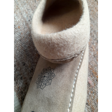 Felt Slippers - Leather sole - Beige - 36 EU