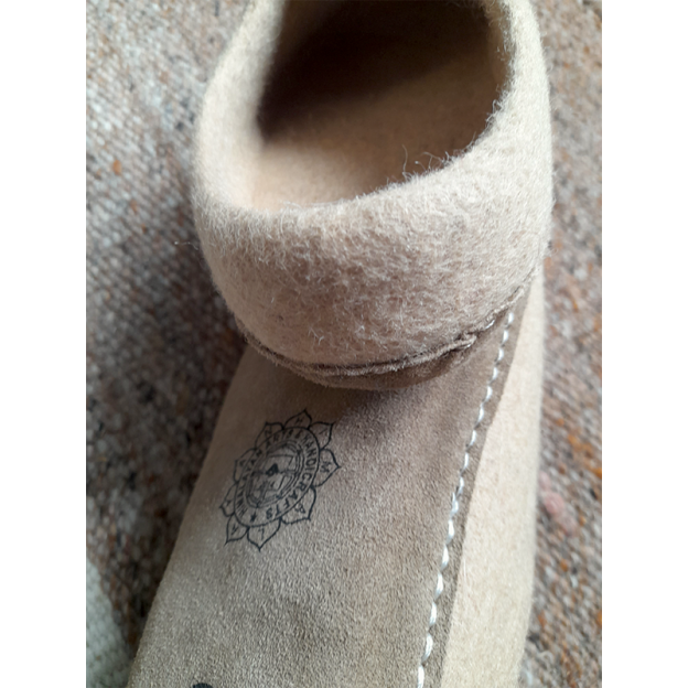 Chaussons en feutre naturel - Beige - Semelle cuir