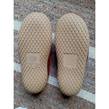 Natural felt slippers - Polyurethane sole - Color: Red - 43 EU
