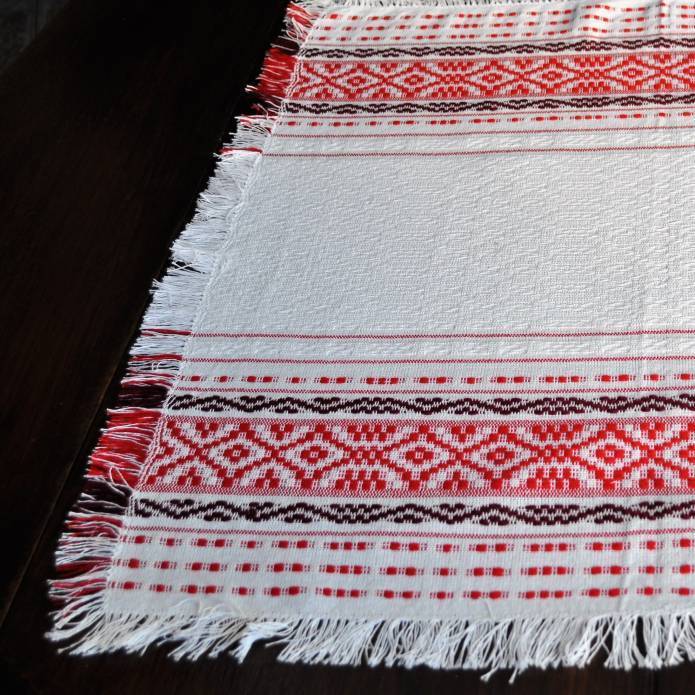 Hand-woven cotton napkin - Red and white