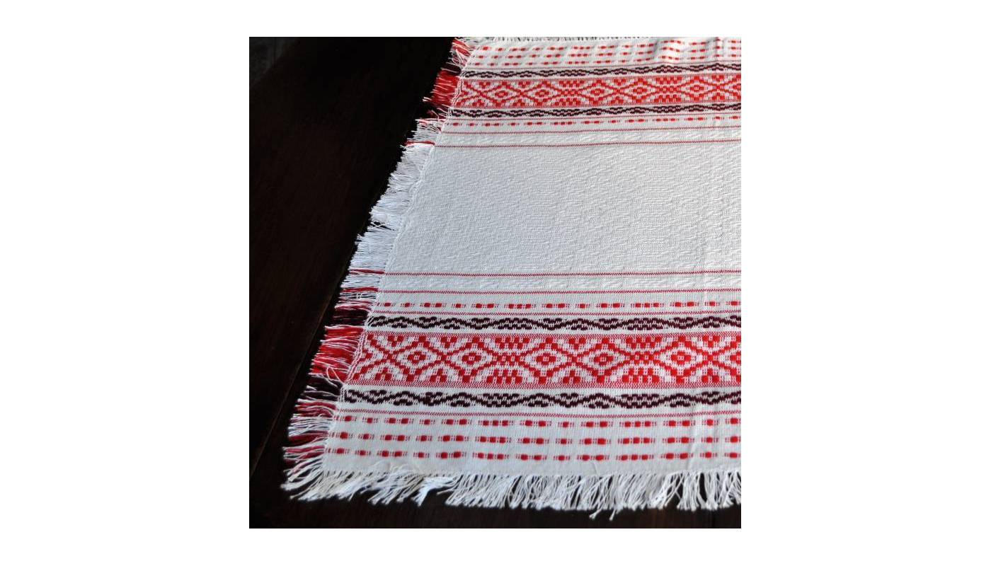 Hand-woven cotton napkin - Red and white