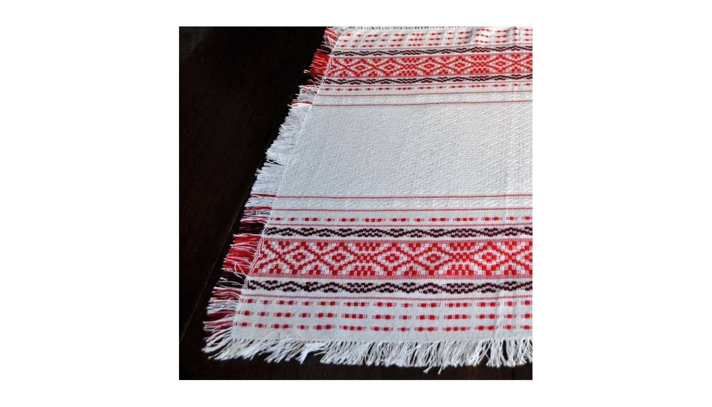 Hand-woven cotton napkin - Red and white