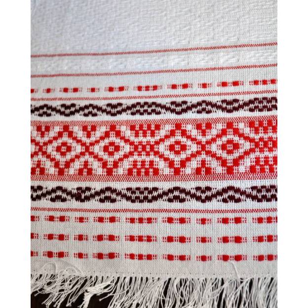 Hand-woven cotton napkin - Red and white