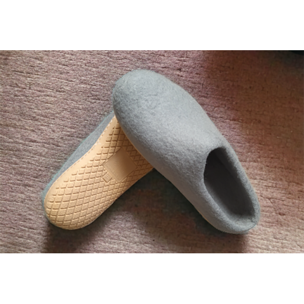 Chaussons en feutre naturel - Gris - Semelle PU