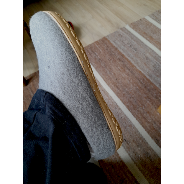 Chaussons en feutre naturel - Gris - Semelle PU
