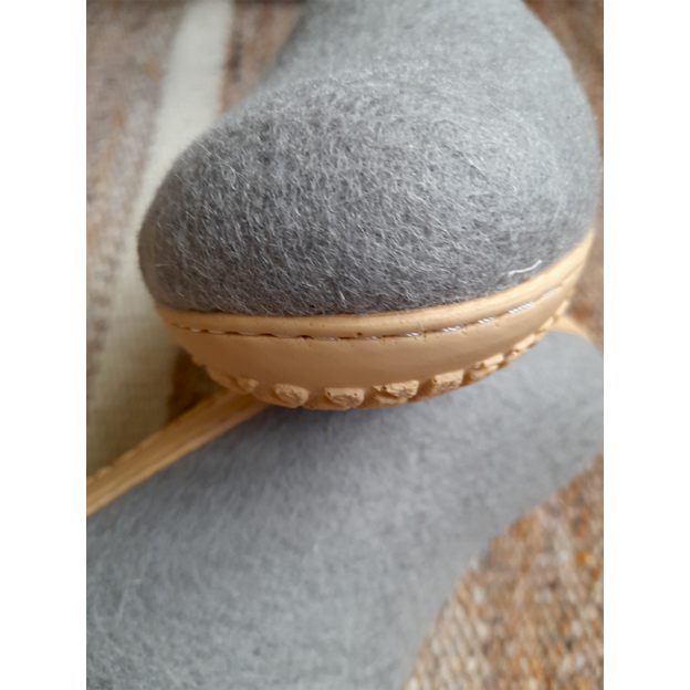 Chaussons en feutre naturel - Gris - Semelle PU