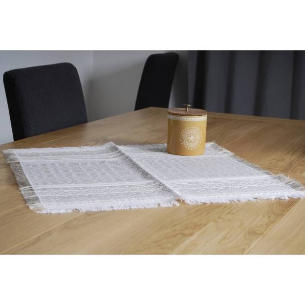 Hand-woven natural linen table runner