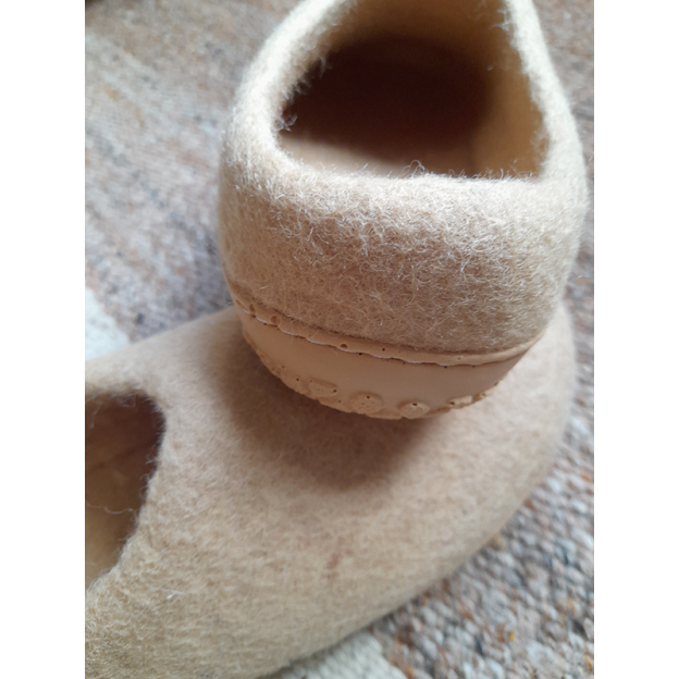 Chaussons en feutre naturel - Beige - Semelle PU