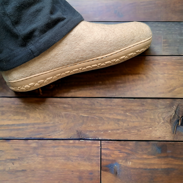 Chaussons en feutre naturel - Beige - Semelle PU