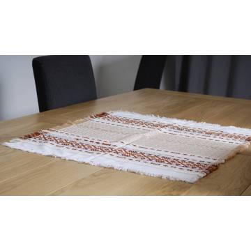 Hand-woven beige cotton napkin
