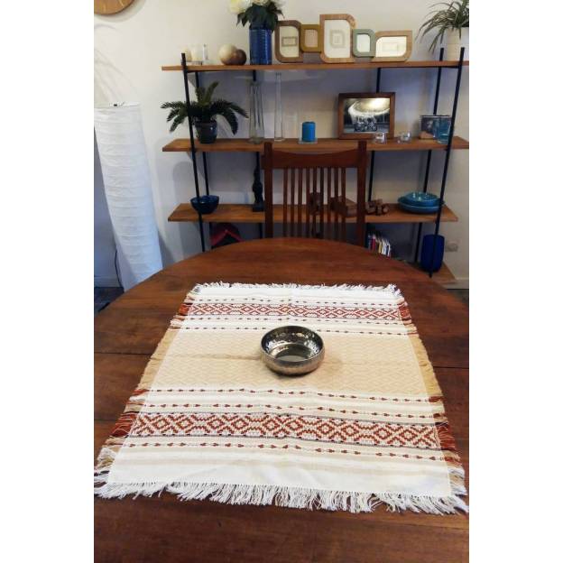 Hand-woven beige cotton napkin