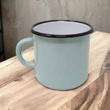 Enamelled steel mug - Mint green - 400 ml - Set of 2