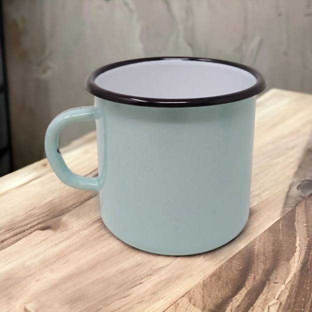 Mug Vert menthe - Métal émaillé - 400 ml - Lot de 2