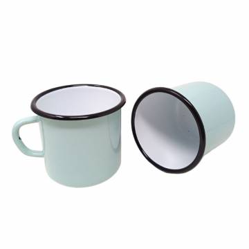 Mug Vert menthe - Métal émaillé - 400 ml - Lot de 2