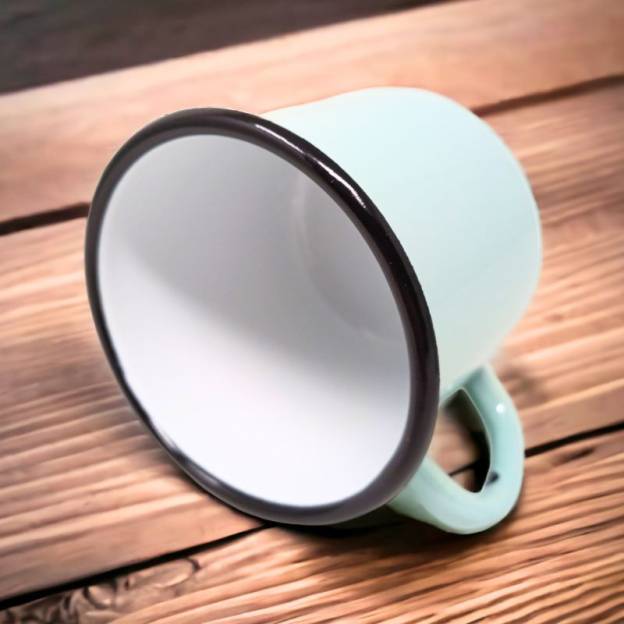 Mug Vert menthe - Métal émaillé - 400 ml - Lot de 2