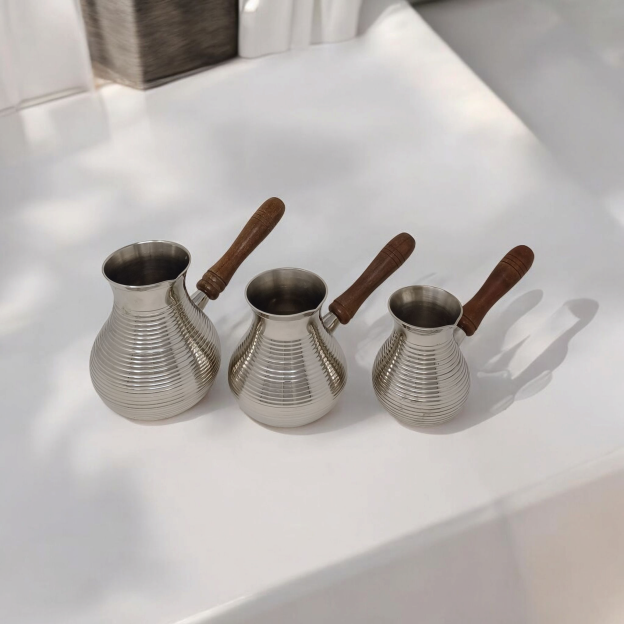 Pot à Café Cezve en Laiton Nickelé - 300 ml