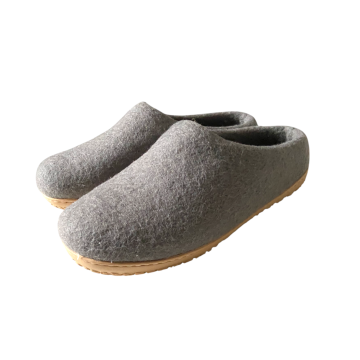 Chaussons en feutre naturel - Gris - Semelle PU