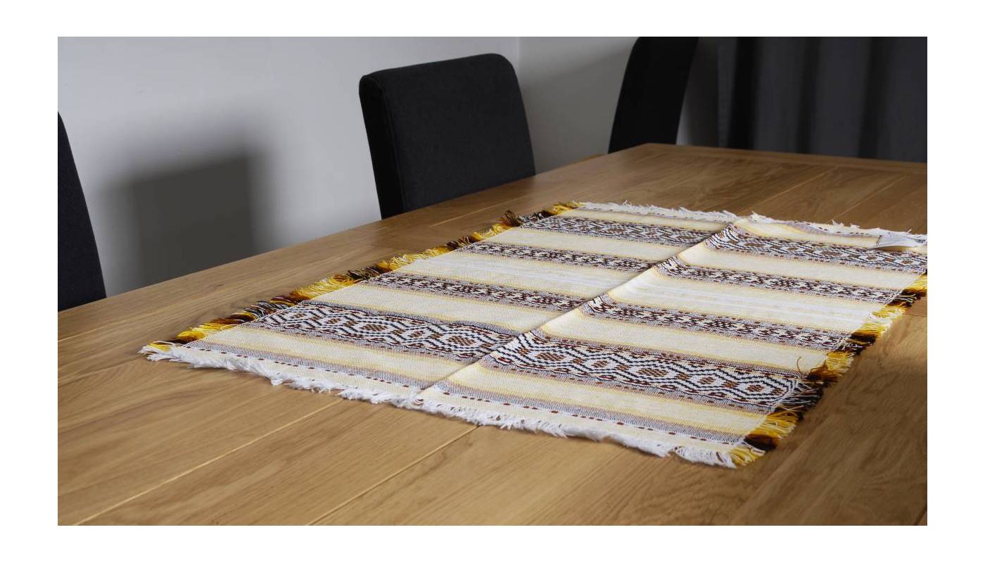 Hand-woven cotton table-runner