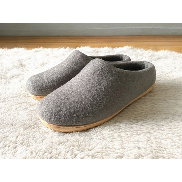 Chaussons en feutre naturel - Gris - Semelle PU