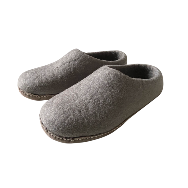 Chaussons en feutre naturel - Semelle cuir
