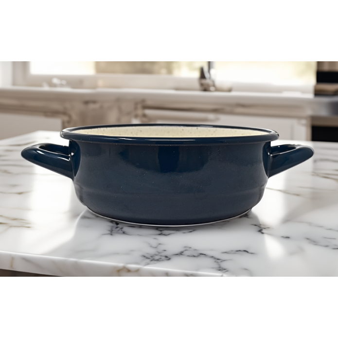 Enamelled metal dish with handles - Diam 16 cm - Dark blue Enamelled metal dish with handles - Diam 16 cm - Dark blue