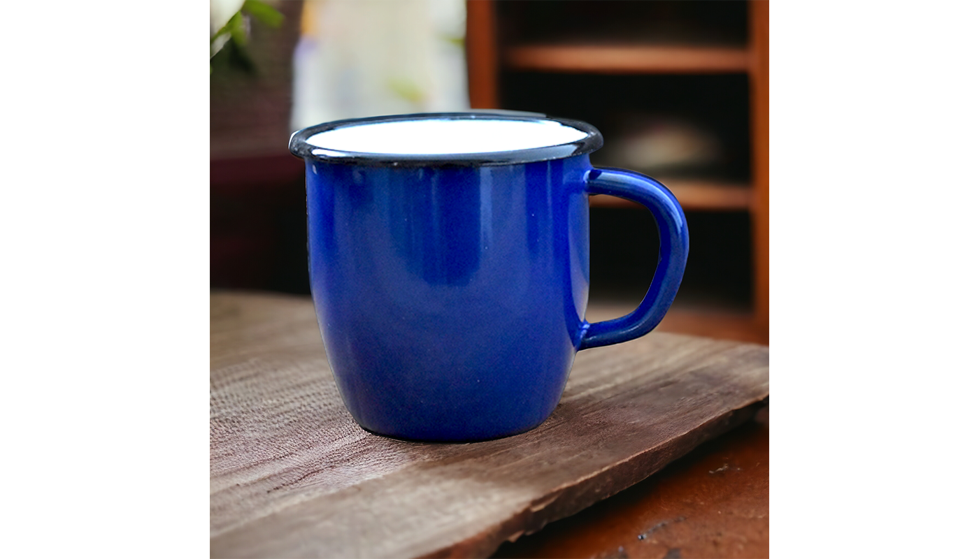 Mug en Acier Emaillé - Conique - Bleu - 250 ml
