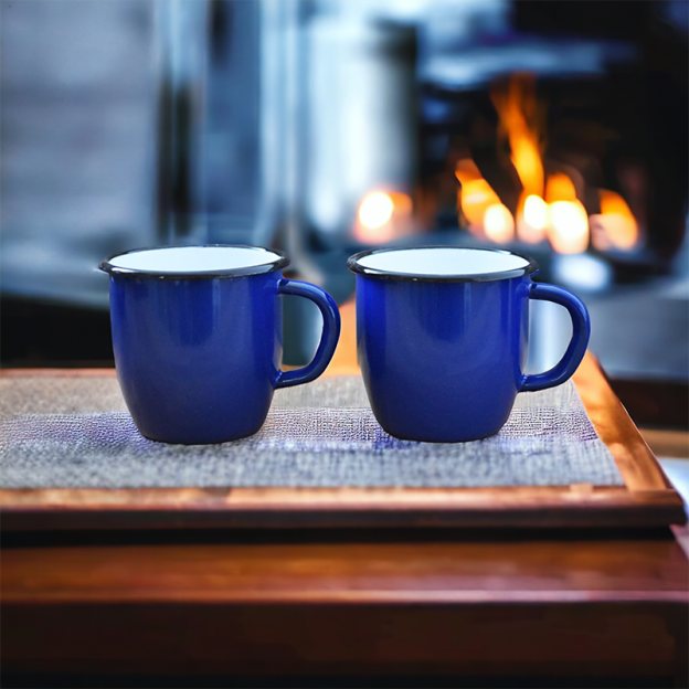 Mug en Acier Emaillé - Conique - Bleu - 250 ml