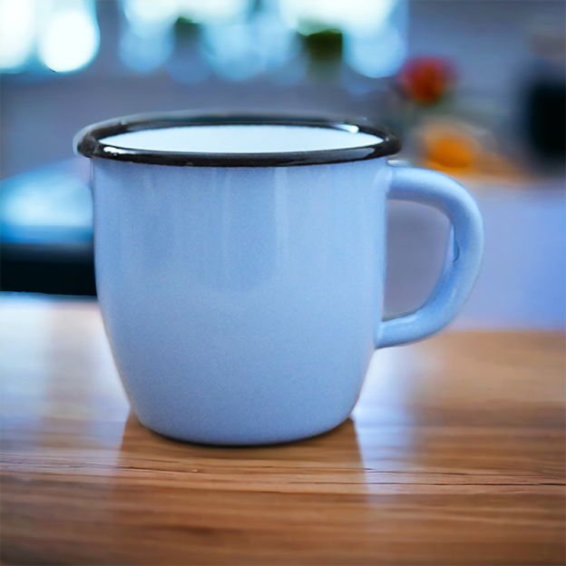 Enamelled Steel Mug - Light blue - 250 ml - Set of 4