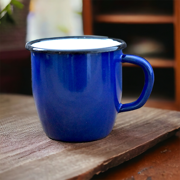 Enamelled Steel mug - Conical - Blue - 250 ml - Set of 4
