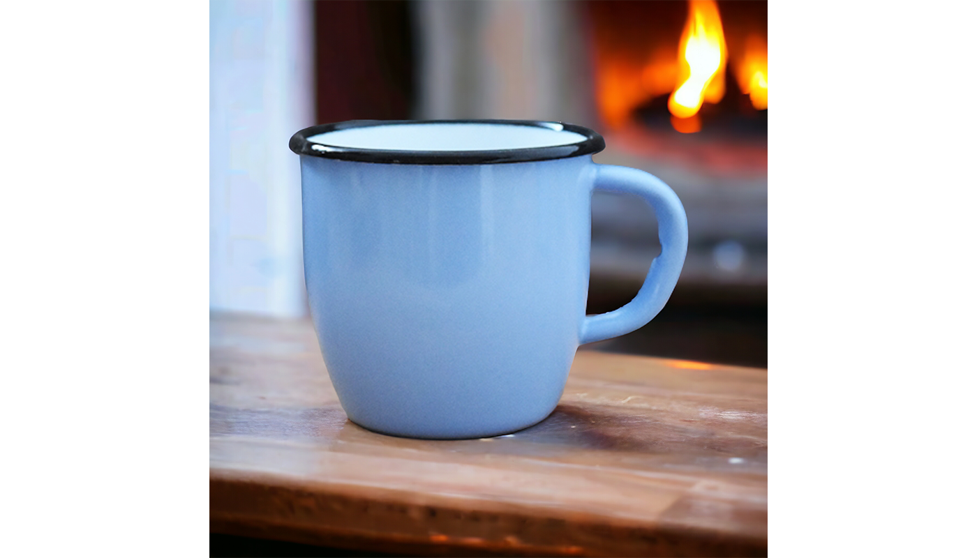 Mug en Acier Emaillé - Conique - Bleu Clair - 250 ml
