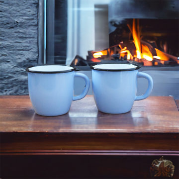 Mug en Acier Emaillé - Conique - Bleu Clair - 250 ml