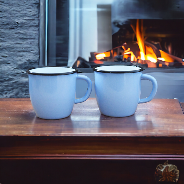 Mug en Acier Emaillé - Conique - Bleu Clair - 250 ml