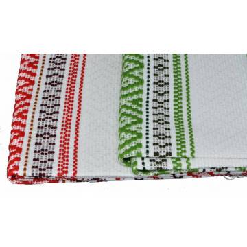 Hand-woven cotton table runner- Red and white