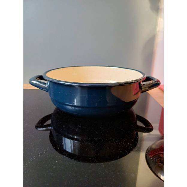 Enamelled Steel Dish - Round - With handles - Diam 22 cm - Dark Blue