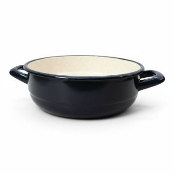 Enamelled Steel Dish - Round - With handles - Diam 24 cm - Dark Blue