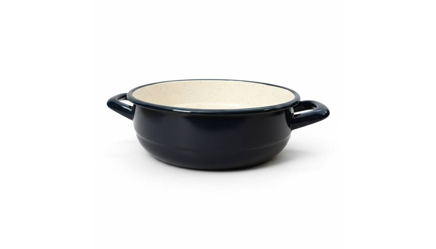 Enamelled Steel Dish - Round - With handles - Diam 24 cm - Dark Blue