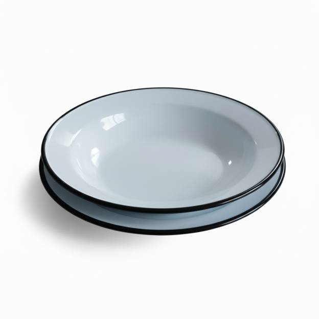 Assiettes en Acier Emaillé - Diamètre 22 cm - Lot de 2