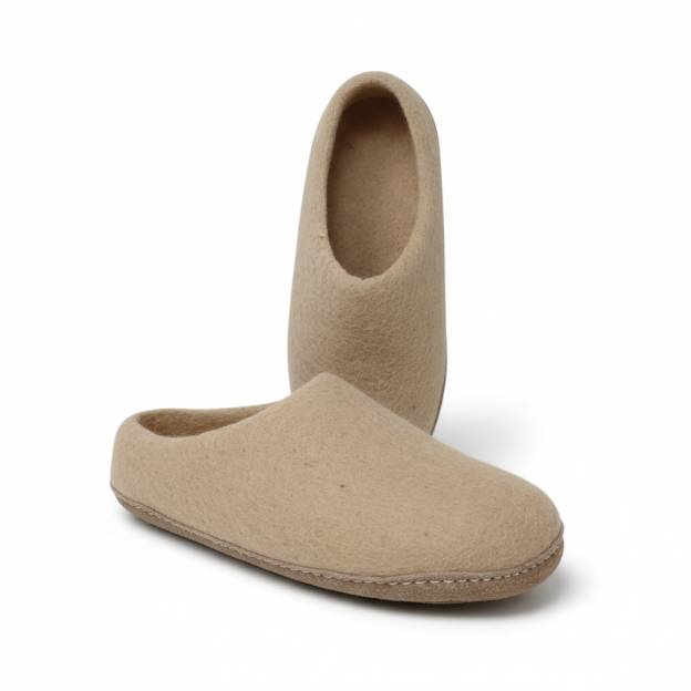 Chaussons en Feutre Naturel - Adulte - Beige