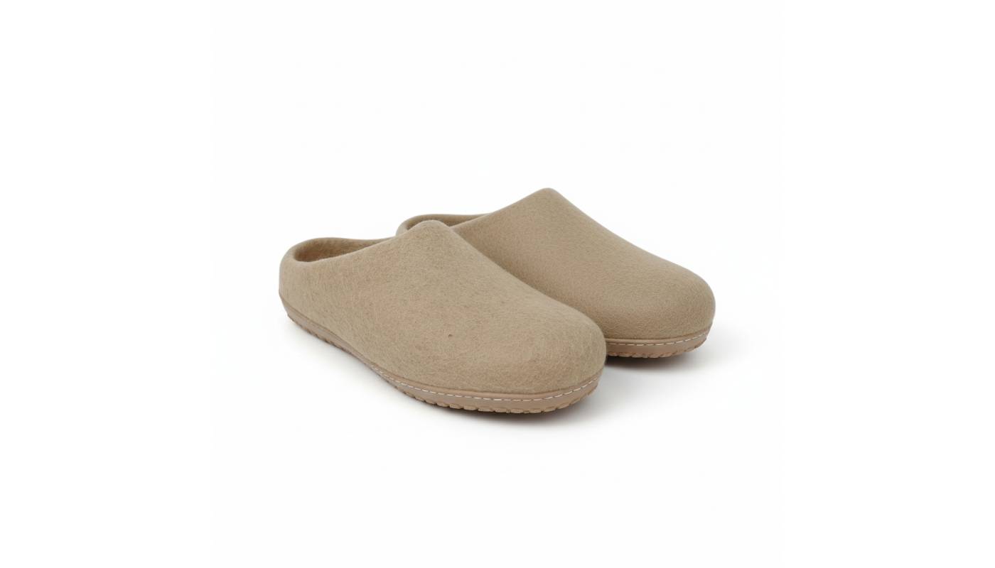 Chaussons en Feutre Naturel - Adulte - Beige