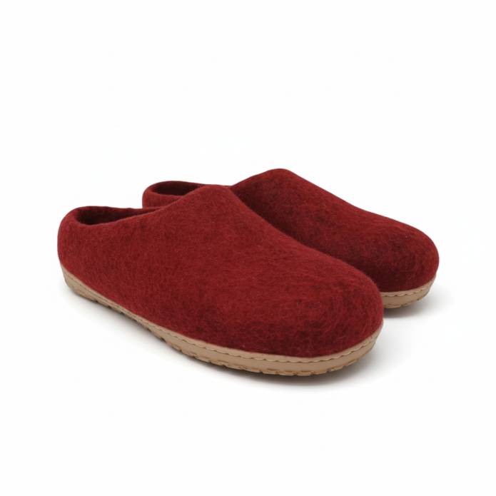 Chaussons en Feutre Naturel - Adulte - Rouge